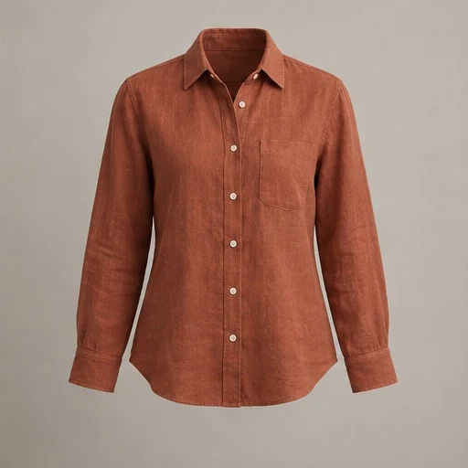 AI illustration of a rust shirt in an invisible ghost mannequin presentation